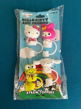 Sanrio Hello Kitty & Friends 4Pc Silicone Straw Toppers